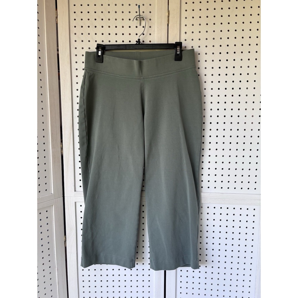Lands End Starfish Crop Pants Green Stretch Pull On Leggings Womens M 10-12